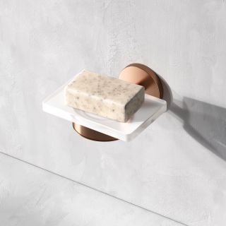 Стеклянная мыльница с настенным держателем AM.PM X-Joy A85A34244 розовое золото